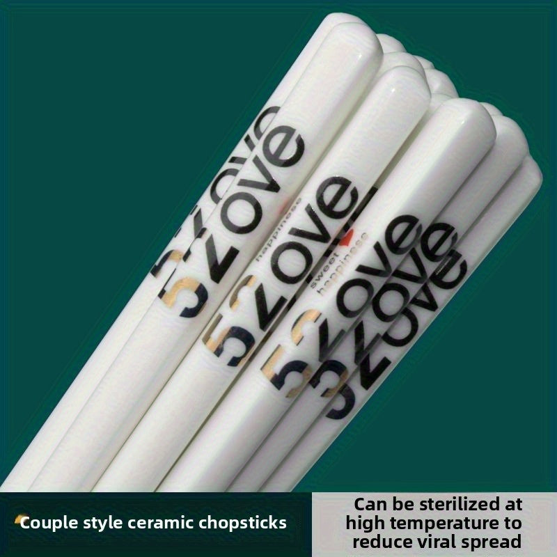 20-Pack Ceramic Bone China Chopsticks Fresh Style 520 Creative Chopsticks Household Non-Slip