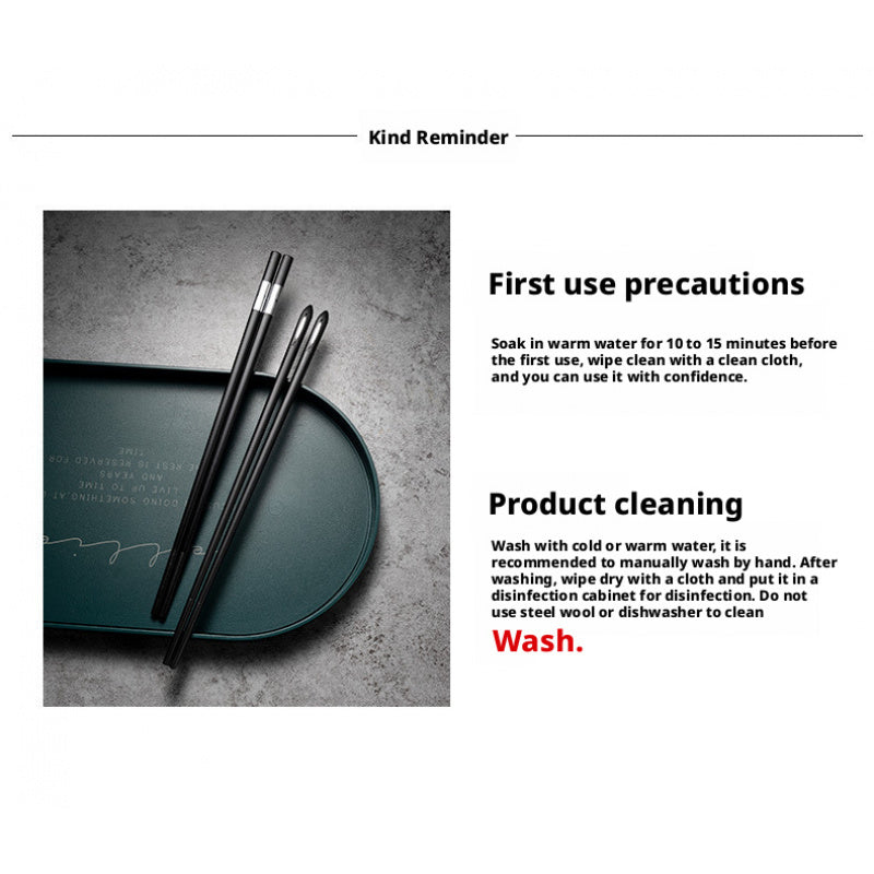 5 Pairs Premium Alloy Fiberglass Chopstick Set, Made of PET Silvery Ion Anti-slip and Reusable Material