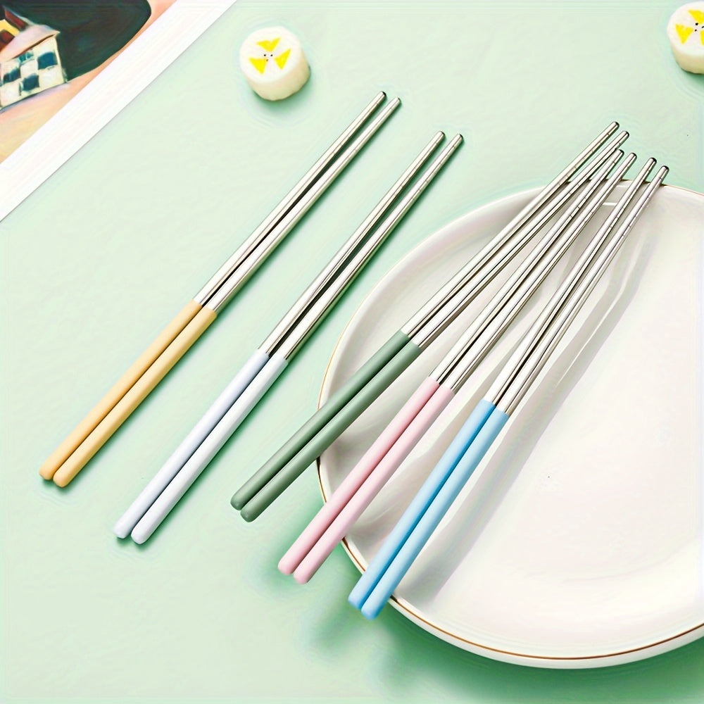 2 Pairs of Stainless Steel Chopsticks in Fresh Fruit and Macaron Colors