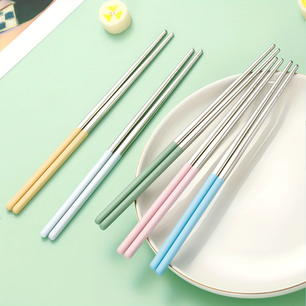 2 Pairs of Stainless Steel Chopsticks in Fresh Fruit and Macaron Colors