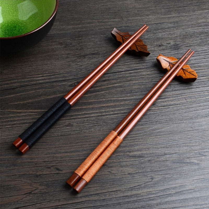 1 pair of twisted wire wind wood chopsticks, anti roll rosewood bamboo chopsticks