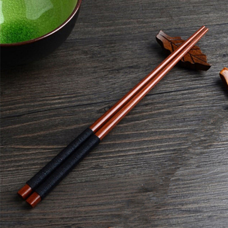 1 pair of twisted wire wind wood chopsticks, anti roll rosewood bamboo chopsticks