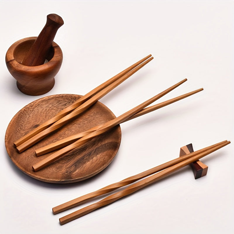 5Pairs Natural Bamboo Chopsticks Set, Chinese Style Chopsticks