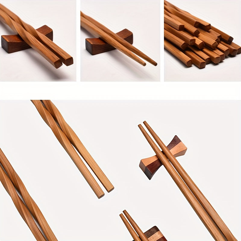 5Pairs Natural Bamboo Chopsticks Set, Chinese Style Chopsticks