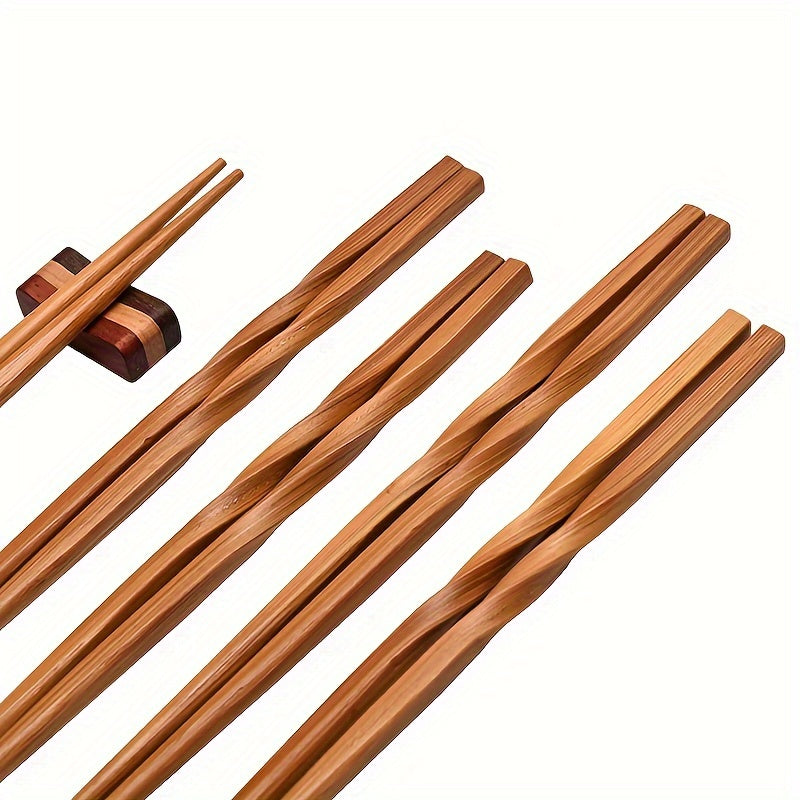 5Pairs Natural Bamboo Chopsticks Set, Chinese Style Chopsticks