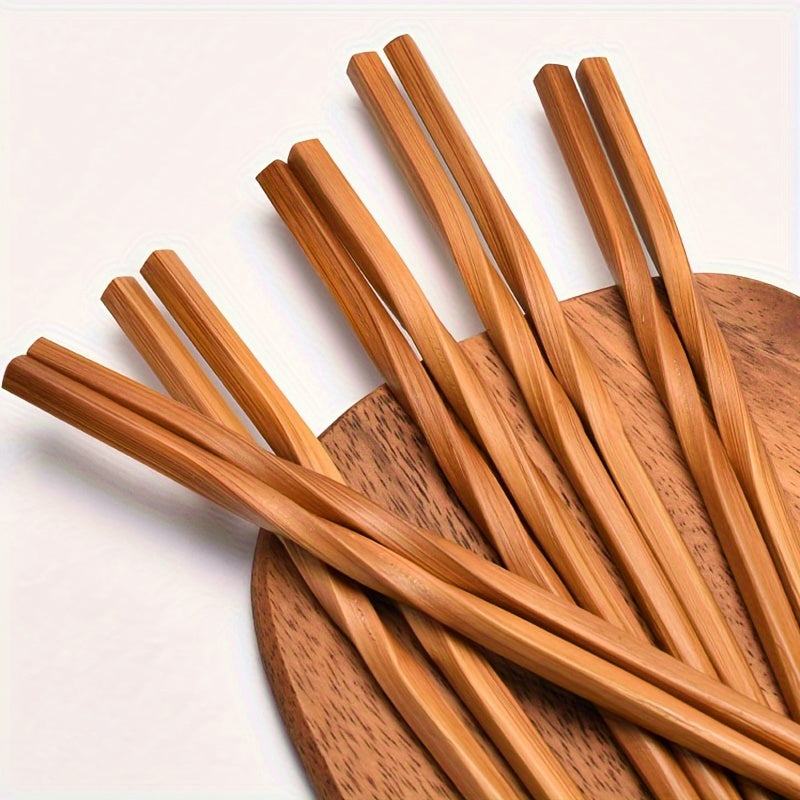 5Pairs Natural Bamboo Chopsticks Set, Chinese Style Chopsticks