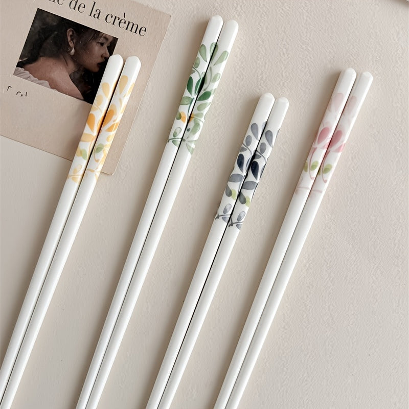4\u002F10 Pairs- Ceramic Chopsticks, Four Seasons Floral Pattern, High Aesthetic