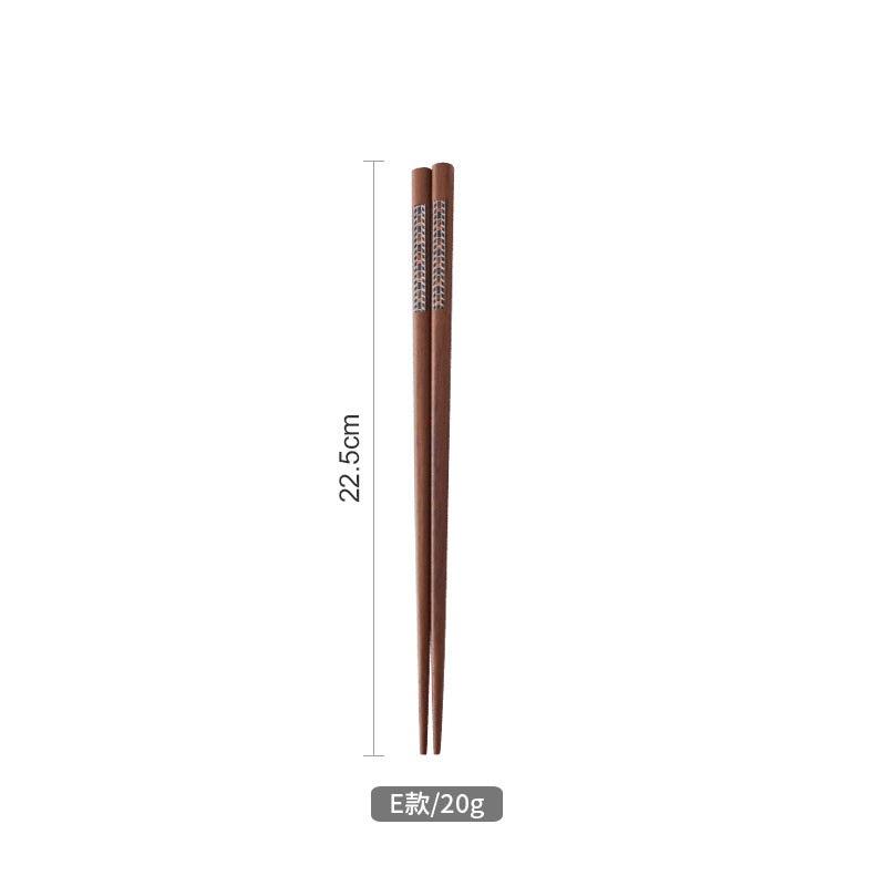 Japanese-style Solid Wood Chopsticks, a Pair of Color Bars, Household Pointed Chopsticks