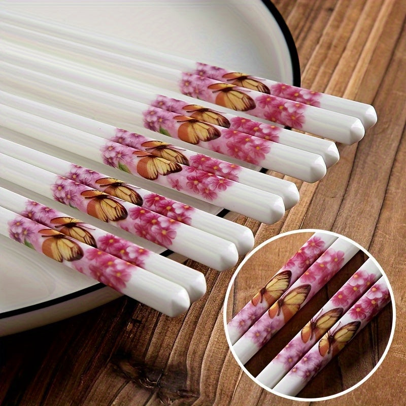 20-Pack Ceramic Bone China Chopsticks Fresh Style 520 Creative Chopsticks Household Non-Slip