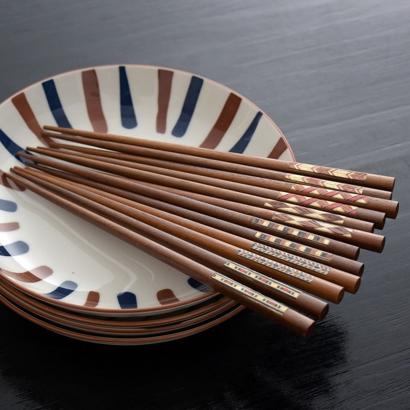 Japanese-style Solid Wood Chopsticks, a Pair of Color Bars, Household Pointed Chopsticks