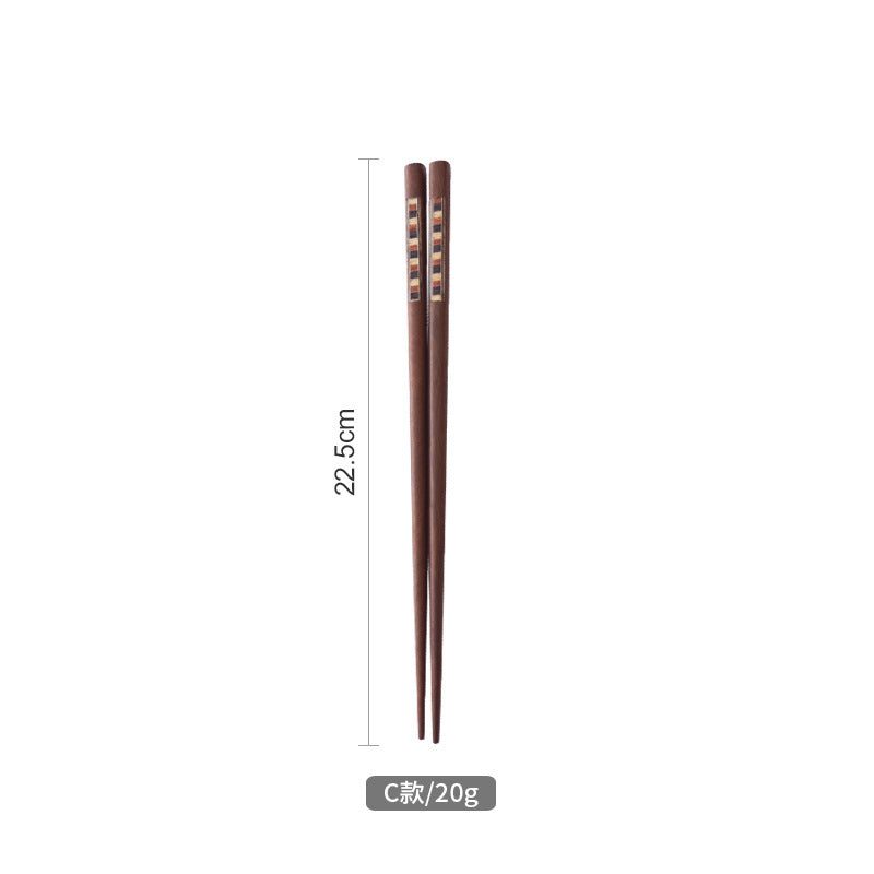 Japanese-style Solid Wood Chopsticks, a Pair of Color Bars, Household Pointed Chopsticks