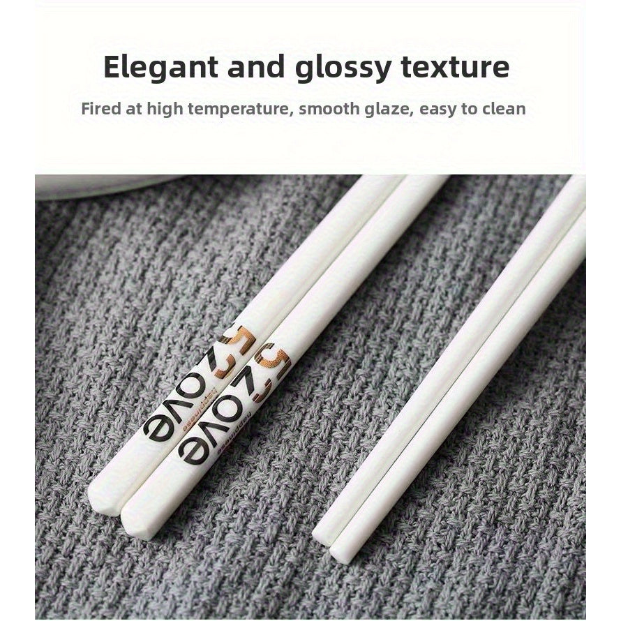 20-Pack Ceramic Bone China Chopsticks Fresh Style 520 Creative Chopsticks Household Non-Slip