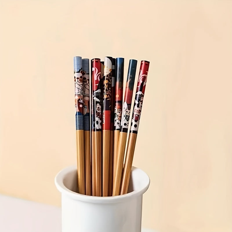 Nan Bamboo Chopsticks, 5-Pair Set, High Aesthetic for Home Use, Non-Slip