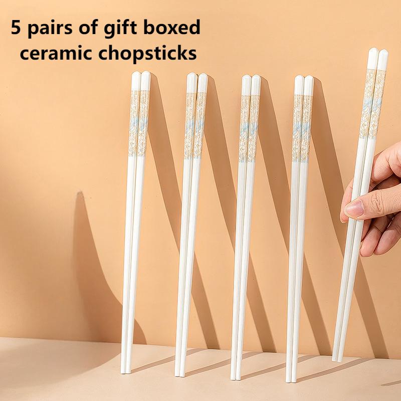 Globekit 5 Pairs of Gift Box Ceramic Chopsticks, Suitable for Both Gifting And Household Use