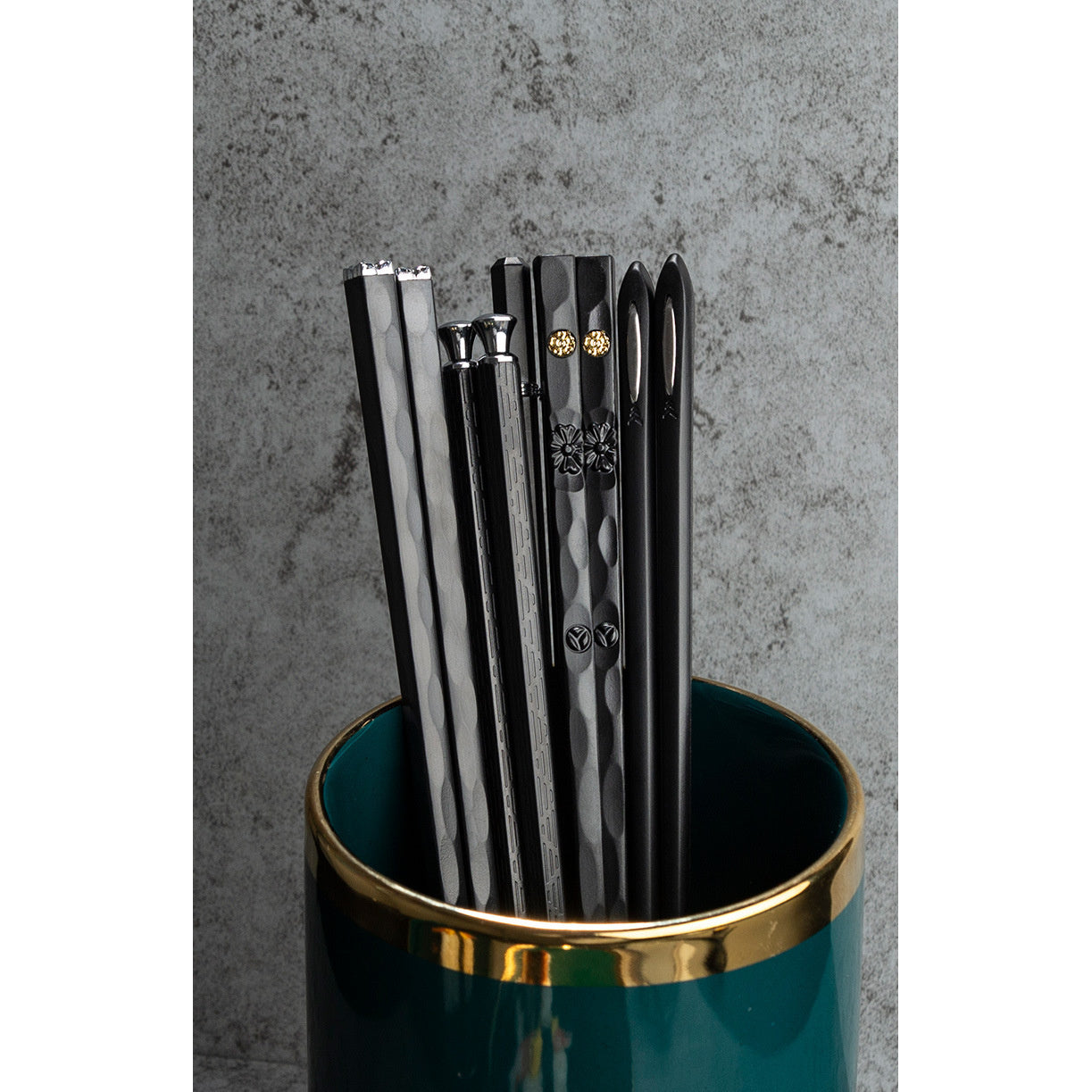 5 Pairs Premium Alloy Fiberglass Chopsticks | PET Silver Ion Antibacterial Non-Slip