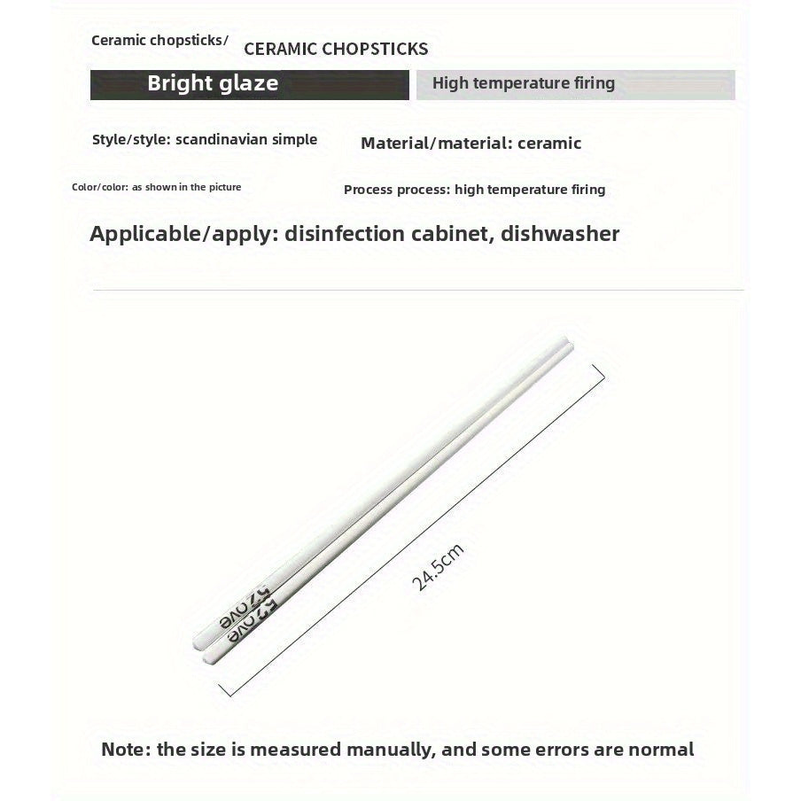 20-Pack Ceramic Bone China Chopsticks Fresh Style 520 Creative Chopsticks Household Non-Slip