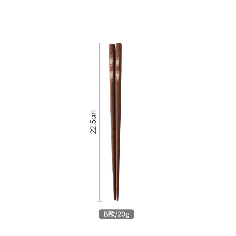 Japanese-style Solid Wood Chopsticks, a Pair of Color Bars, Household Pointed Chopsticks