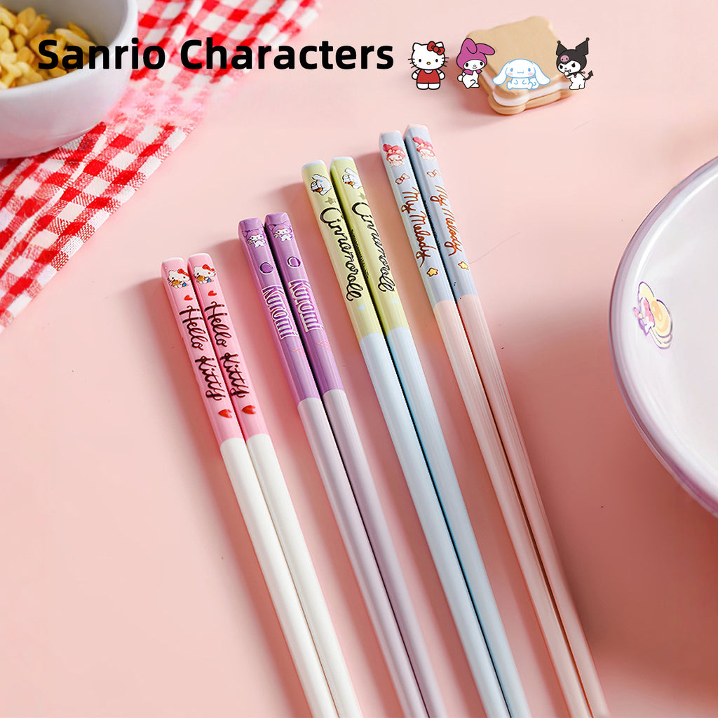 Authentic Sanrio Hello Kitty Ceramic Chopsticks | Warm Room Gift for Best Friends with Dessert Spoon