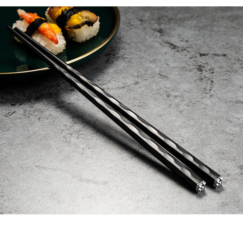 5 Pairs Premium Alloy Fiberglass Chopsticks | PET Silver Ion Antibacterial Non-Slip