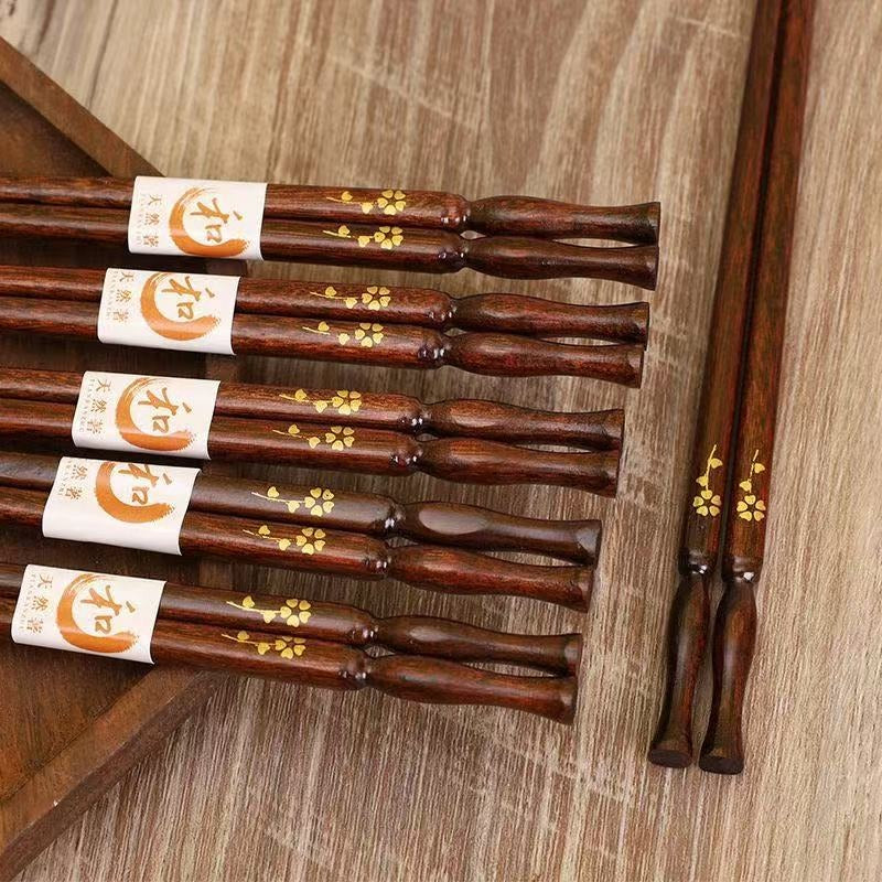 5-10 Pairs Natural Solid Wood Chopsticks | Household Square Head