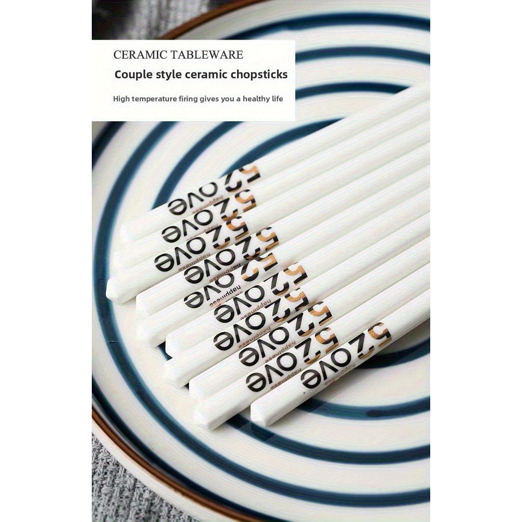 20-Pack Ceramic Bone China Chopsticks Fresh Style 520 Creative Chopsticks Household Non-Slip