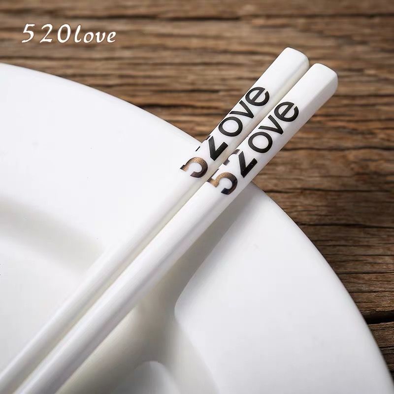 20-Pack Ceramic Bone China Chopsticks Fresh Style 520 Creative Chopsticks Household Non-Slip