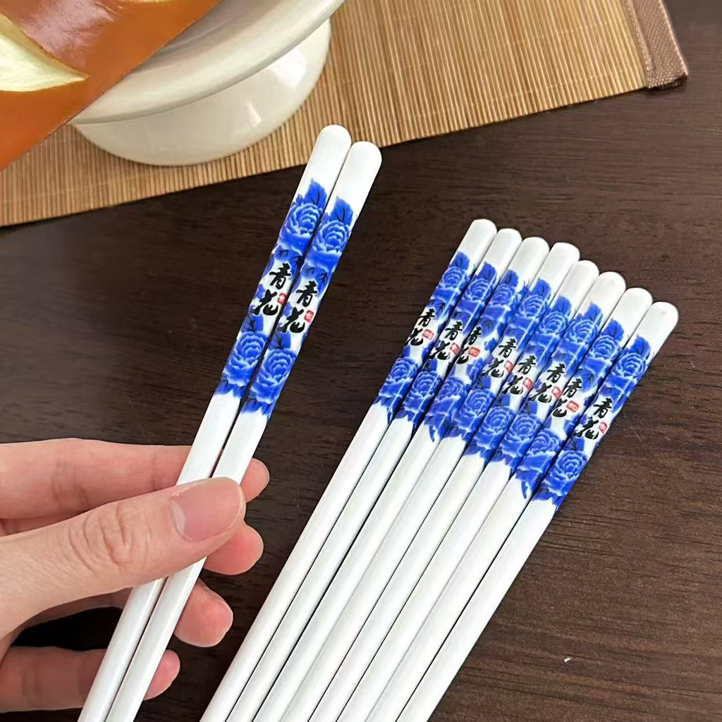 5-Pair Ceramic Chopsticks - Heat-Resistant, Non-Porous Surface