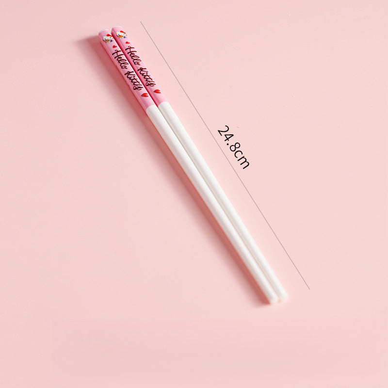 Authentic Sanrio Hello Kitty Ceramic Chopsticks | Warm Room Gift for Best Friends with Dessert Spoon
