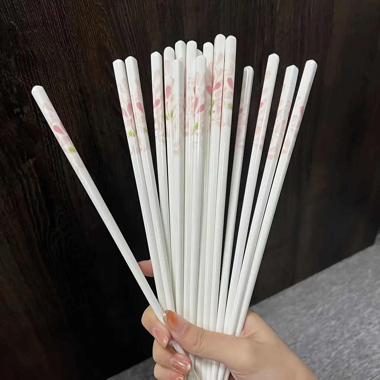 4\u002F10 Pairs- Ceramic Chopsticks, Four Seasons Floral Pattern, High Aesthetic