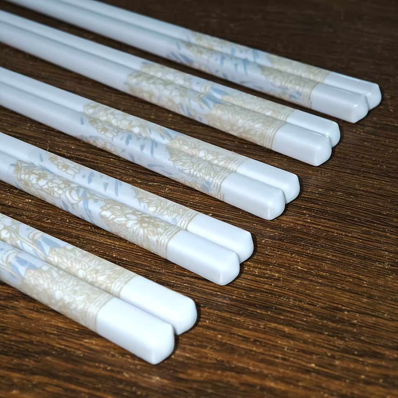 10 Pairs Ceramic Chopsticks | Blue Flower Pattern, 9.72 Inch High-grade Chinese Bone Porcelain