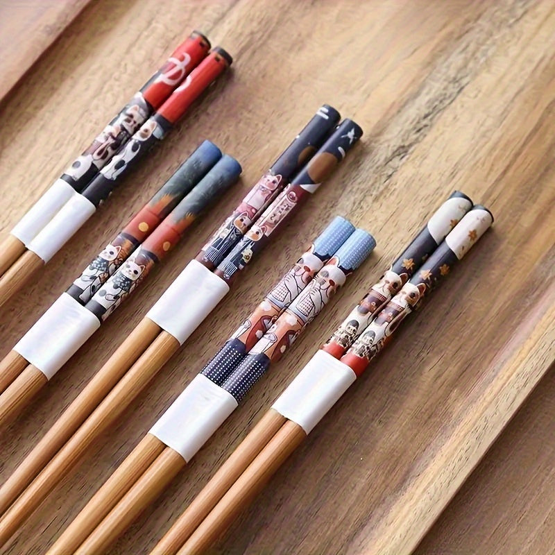 Nan Bamboo Chopsticks, 5-Pair Set, High Aesthetic for Home Use, Non-Slip