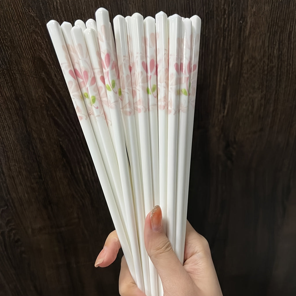 4\u002F10 Double Ceramic Chopsticks with Seasonal Floral Patterns