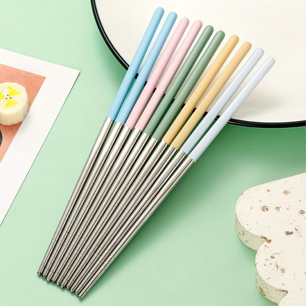 2 Pairs of Stainless Steel Chopsticks in Fresh Fruit and Macaron Colors