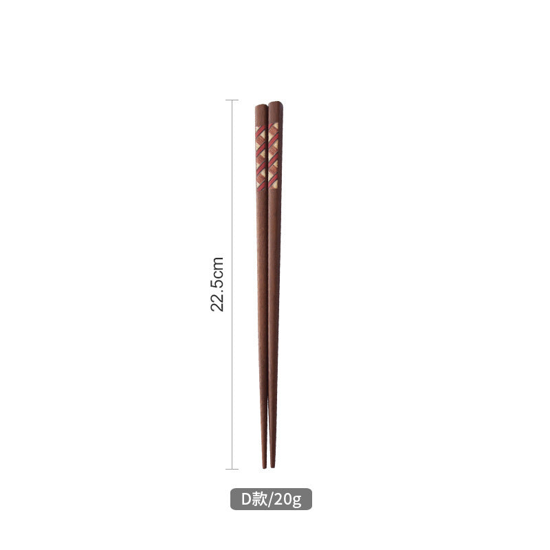 Japanese-style Solid Wood Chopsticks, a Pair of Color Bars, Household Pointed Chopsticks