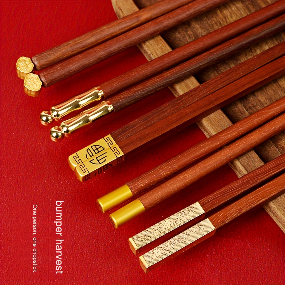 5-Pair Box of Solid Wooden Chopsticks