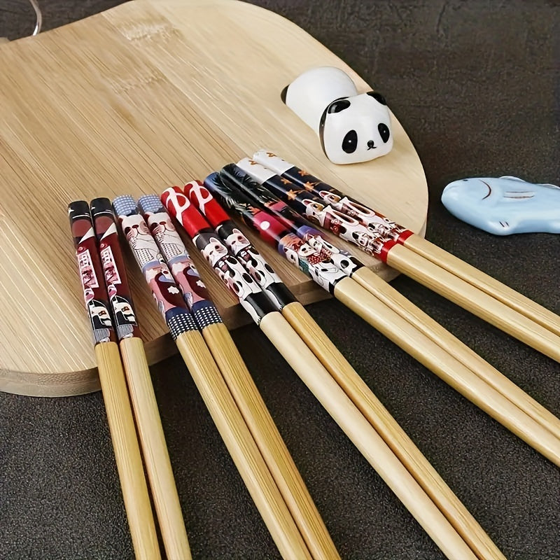 Nan Bamboo Chopsticks, 5-Pair Set, High Aesthetic for Home Use, Non-Slip