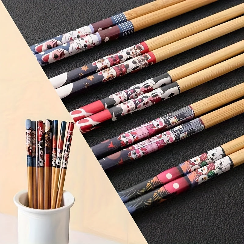 Nan Bamboo Chopsticks, 5-Pair Set, High Aesthetic for Home Use, Non-Slip