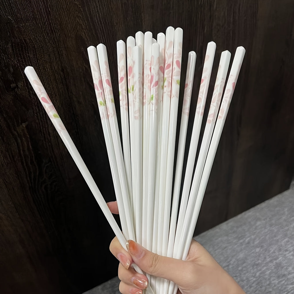 4\u002F10 Double Ceramic Chopsticks with Seasonal Floral Patterns