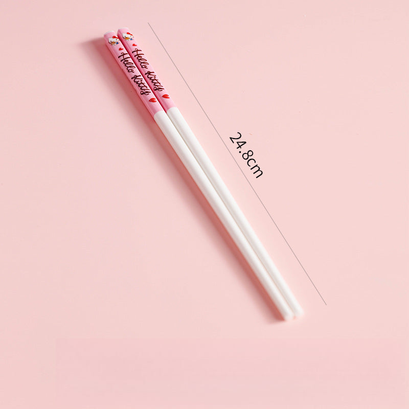 Authentic Sanrio Hello Kitty Ceramic Chopsticks | Warm Room Gift for Best Friends with Dessert Spoon