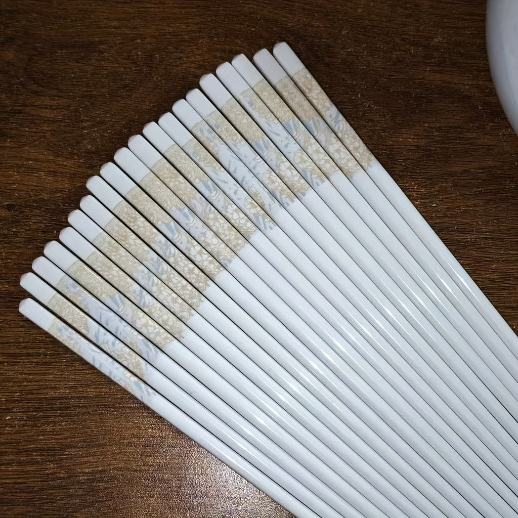 10 Pairs Ceramic Chopsticks | Blue Flower Pattern, 9.72 Inch High-grade Chinese Bone Porcelain