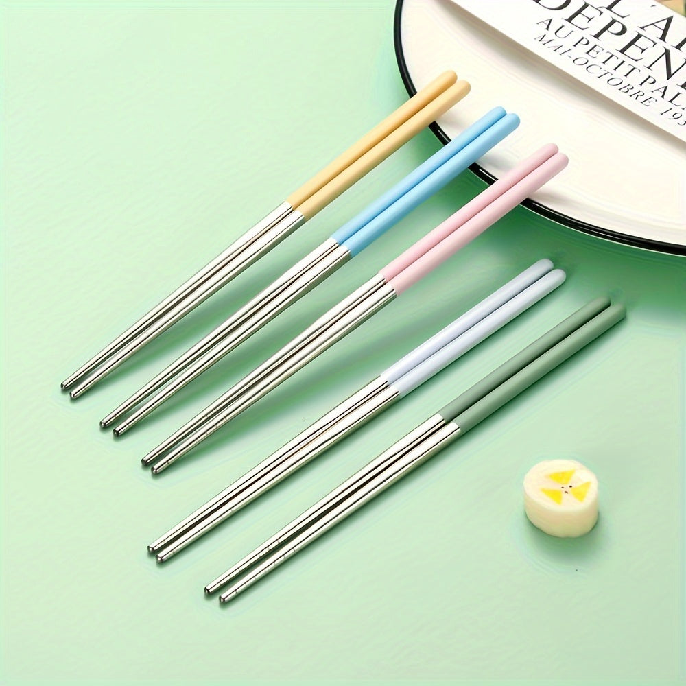 2 Pairs of Stainless Steel Chopsticks in Fresh Fruit and Macaron Colors
