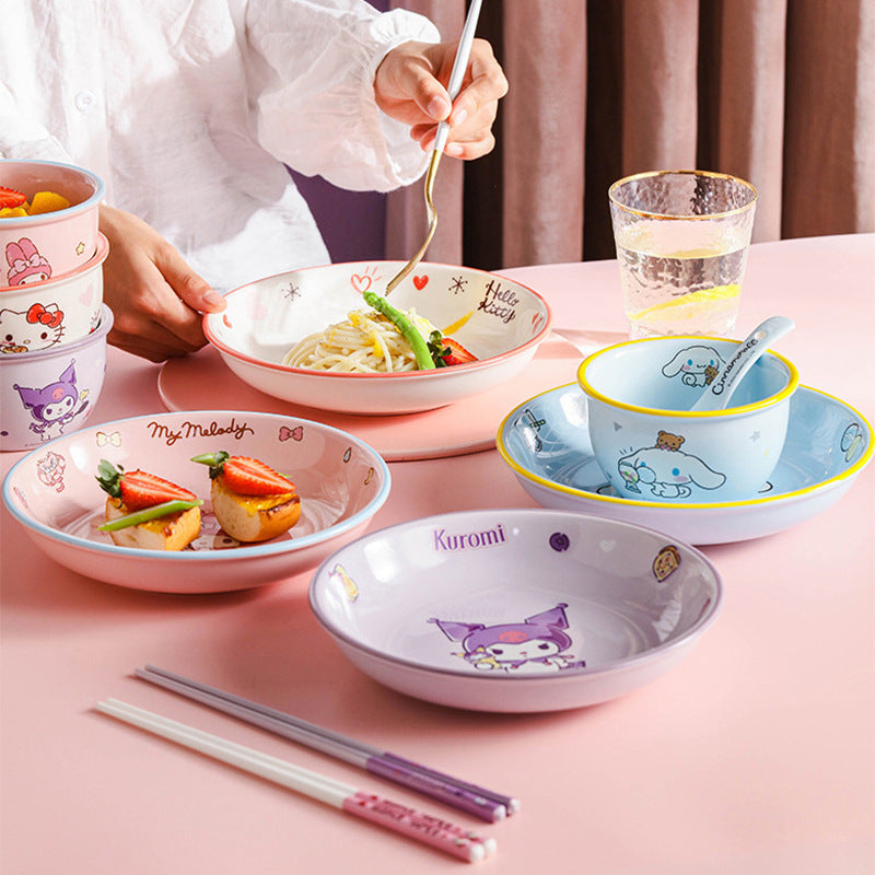 Authentic Sanrio Hello Kitty Ceramic Chopsticks | Warm Room Gift for Best Friends with Dessert Spoon