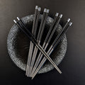 5 Pairs Stainless Steel Head Easy Anti-Slip Chopsticks | Alloy Premium Splicing silvery