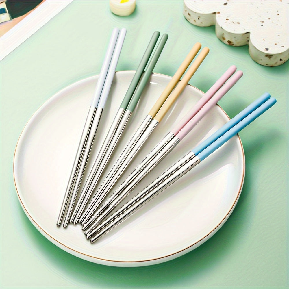 2 Pairs of Stainless Steel Chopsticks in Fresh Fruit and Macaron Colors