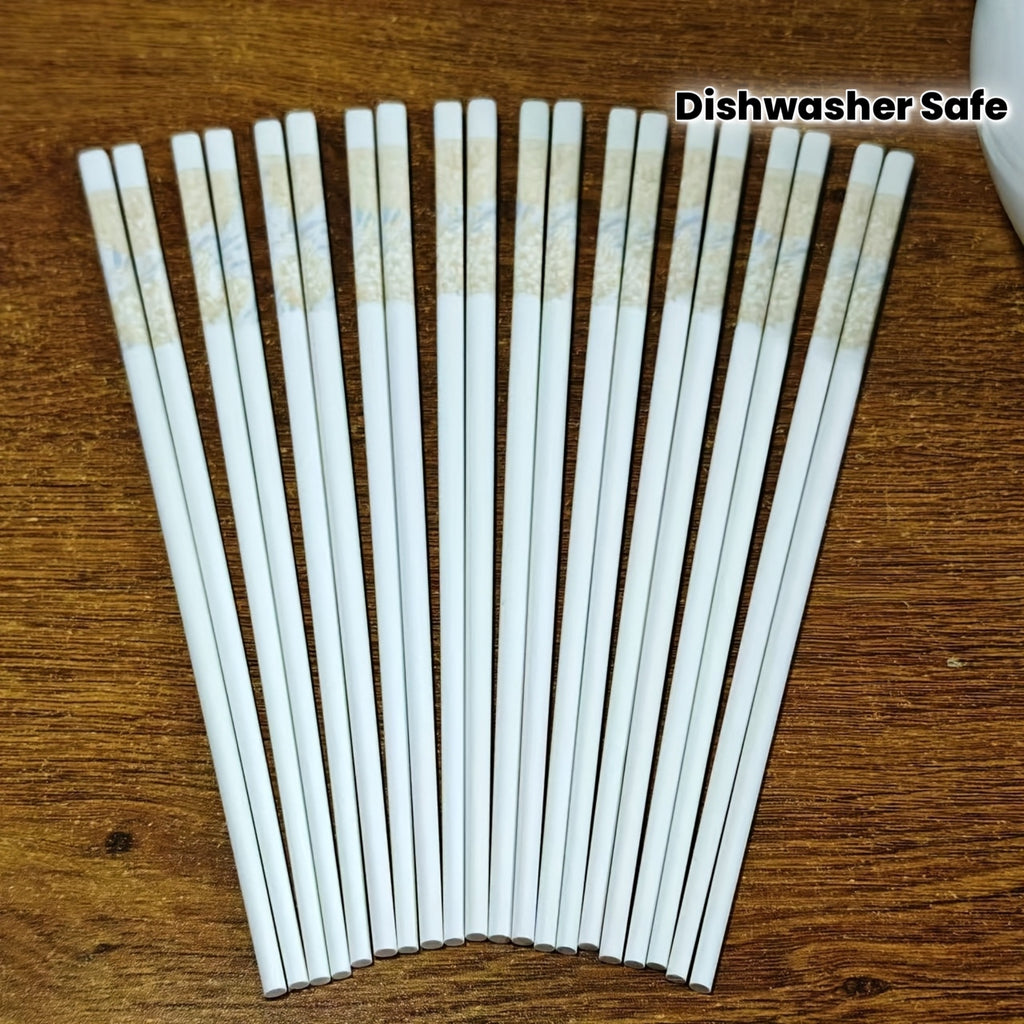 10 Pairs Ceramic Chopsticks | Blue Flower Pattern, 9.72 Inch High-grade Chinese Bone Porcelain