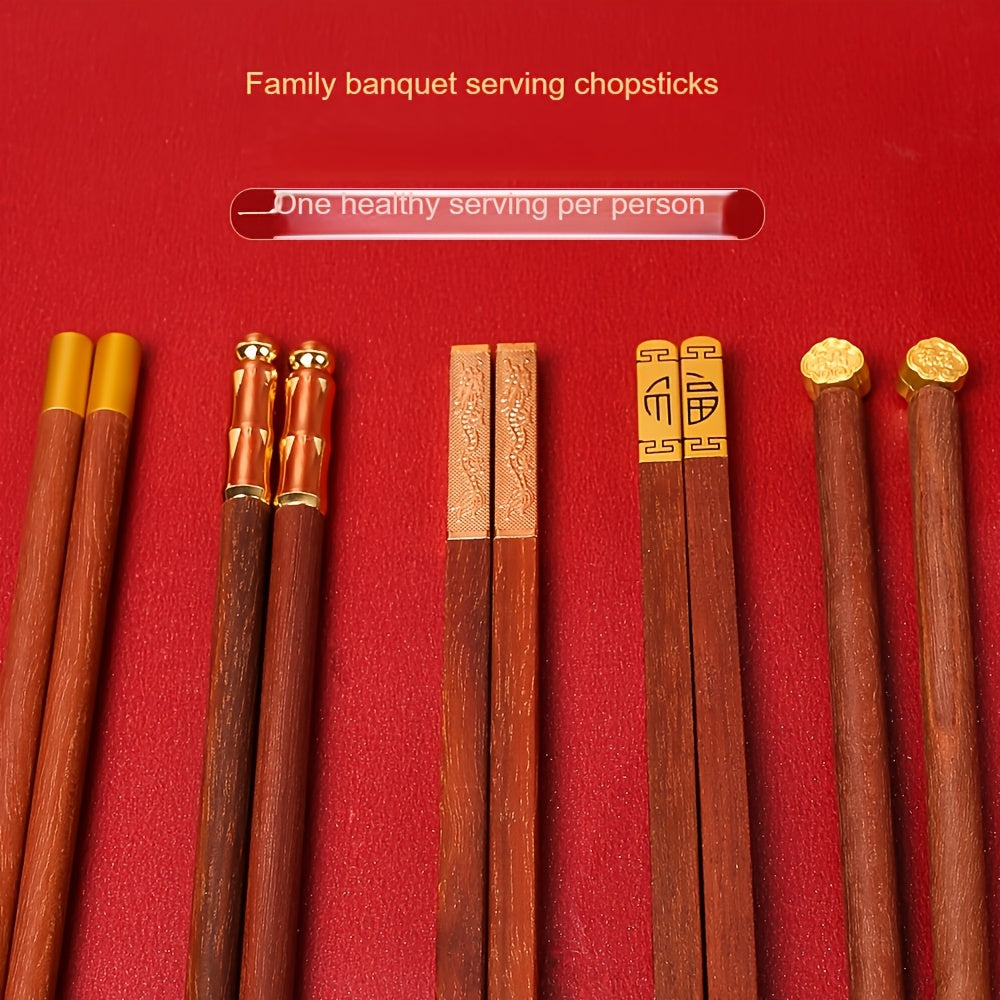 5-Pair Box of Solid Wooden Chopsticks