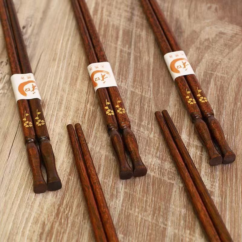 5-10 Pairs Natural Solid Wood Chopsticks | Household Square Head