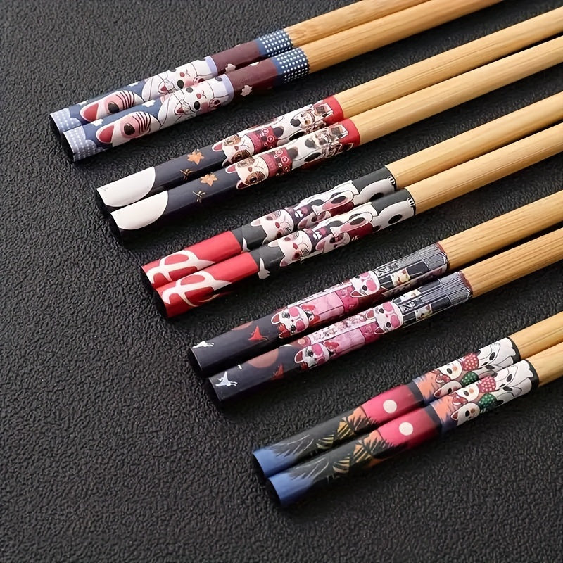 Nan Bamboo Chopsticks, 5-Pair Set, High Aesthetic for Home Use, Non-Slip