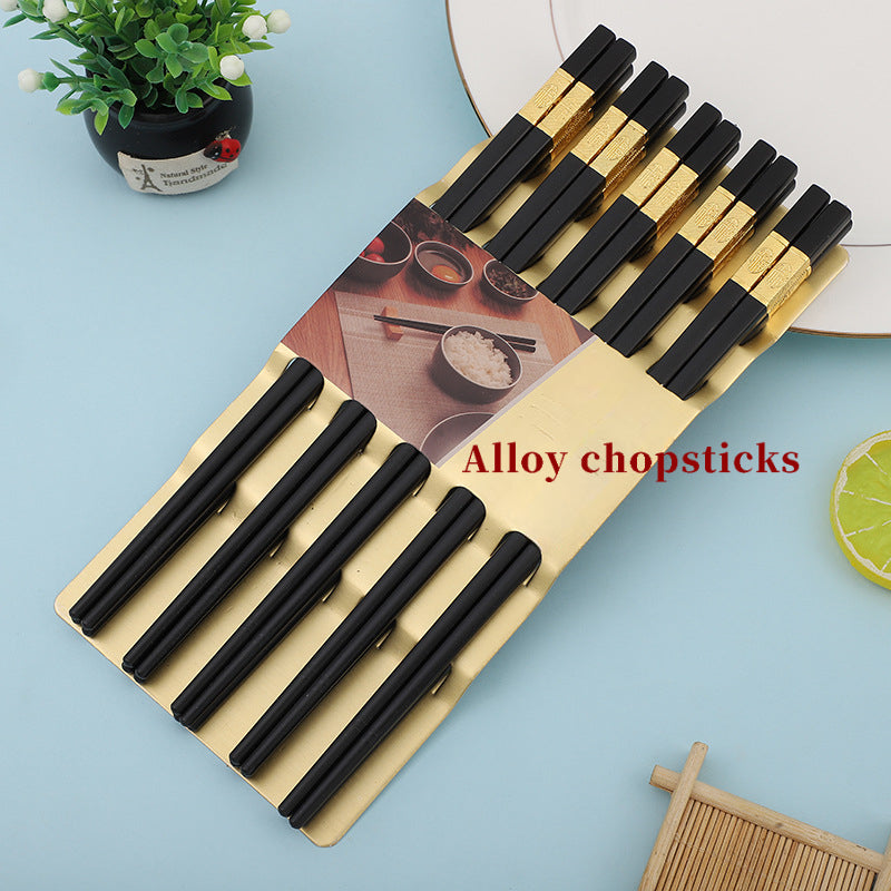 5 Pairs of Alloy Chopsticks, High-End High-Temperature Resistant
