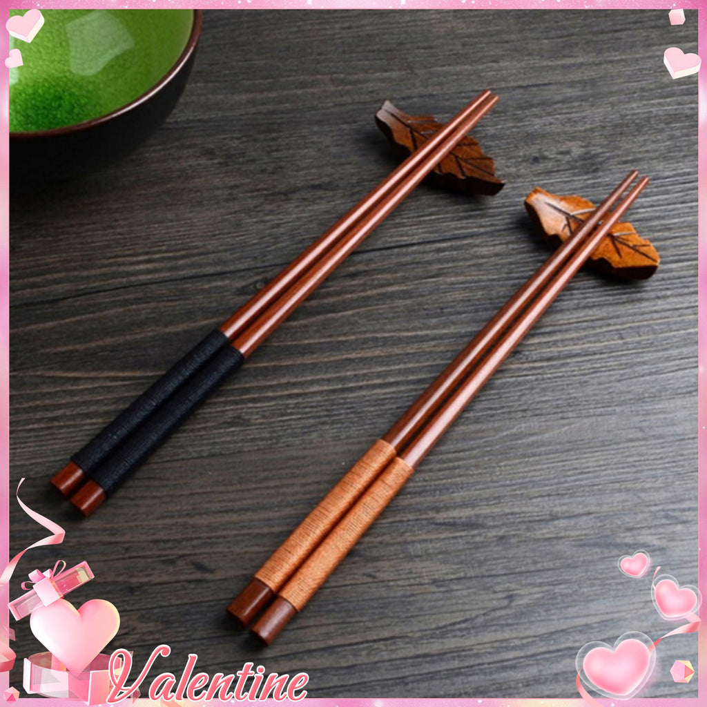 1 pair of twisted wire wind wood chopsticks, anti roll rosewood bamboo chopsticks